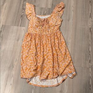 No Boundaries juniors Dress in Orange Floral